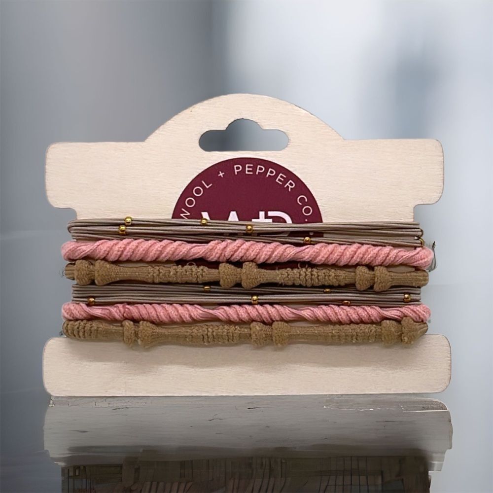 NWT Wool + Pepper Co. Stackable Hair Tie Bracelets (6 bracelet set)